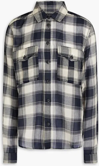Checked cotton-jacquard shirt