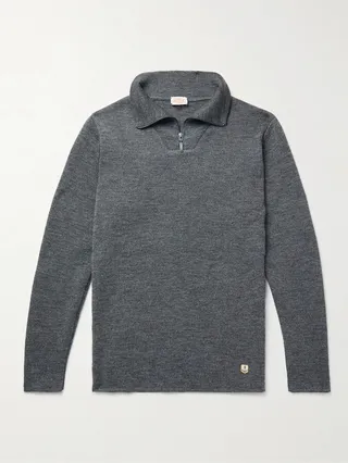 Guisseny Slim-Fit Logo-Appliquéd Wool Half-Zip Sweater