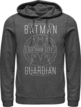 Men's Batman Gotham City Guardian Pull Over Hoodie - Charcoal Heather - Small