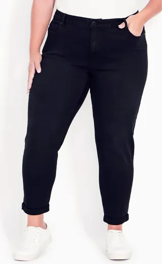 AVENUE | Women's Plus Size Girlfriend Stretch Jean Black - average - 22W