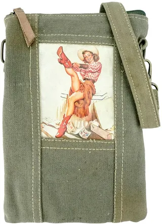 Leather Trimmed Military Tent Crossbody Bag