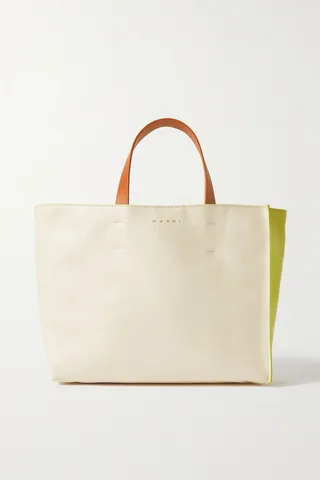 Marni - Museo Small Color-block Leather Tote - Off-white