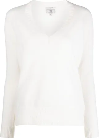 fine-knit V-neck jumper