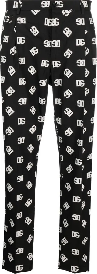 Monogram-Print Tapered Trousers