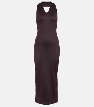 Halterneck knit midi dress