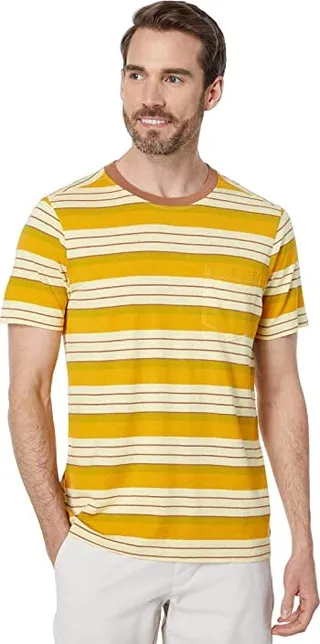 Toad&Co Grom Hemp Short Sleeve Tee (Butter 70s Stripe) Men's T Shirt