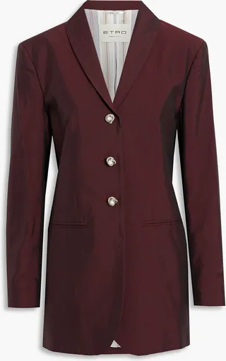Crystal-embellished cotton and silk-blend blazer