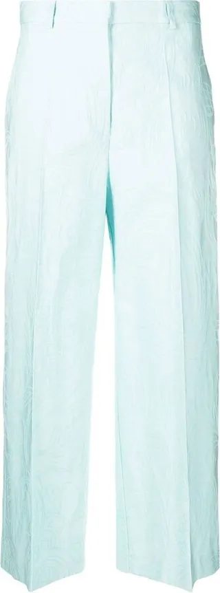 Paisley-Jacquard Cropped Trousers