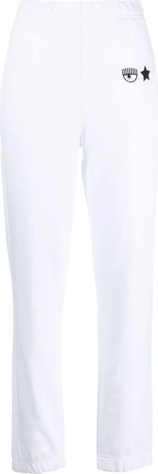 Eyelike-motif cotton track pants
