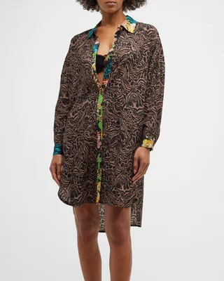 Millo Wild Button-Front Midi Shirtdress