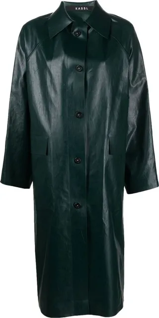 Faux-Leather Trench Coat