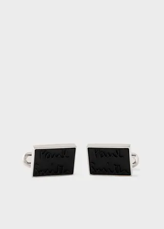 Black Rubber 'Signature' Cufflinks