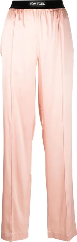 Straight-Leg Silk-Blend Trousers