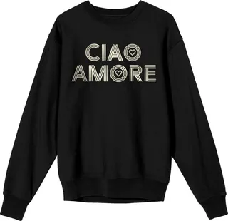 “Ciao Amore” Adult Black Crew Neck Sweatshirt-XL