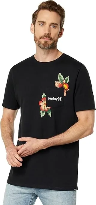 Hurley Halekulani Pocket Short Sleeve Tee (Black) Men's Clothing