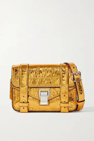 Proenza Schouler - Ps1 Metallic Crinkled-leather Shoulder Bag - Gold