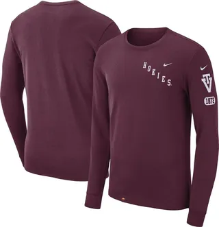 Men's Nike Maroon Virginia Tech Hokies Repeat Logo 2-Hit Long Sleeve T-shirt