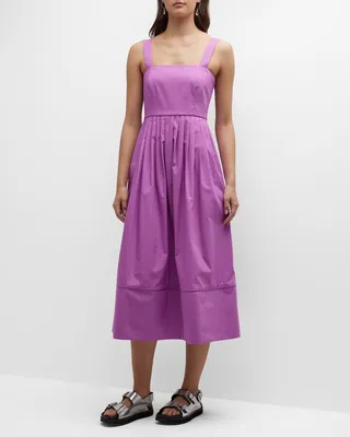 Pleated A-Line Midi Dress