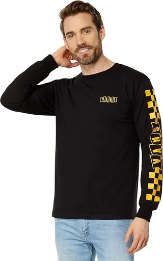 Vans Banner Logo Long Sleeve Tee (Black) Men's Clothing