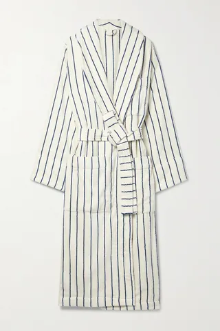 Tekla - Striped Organic Cotton-terry Robe - Ivory
