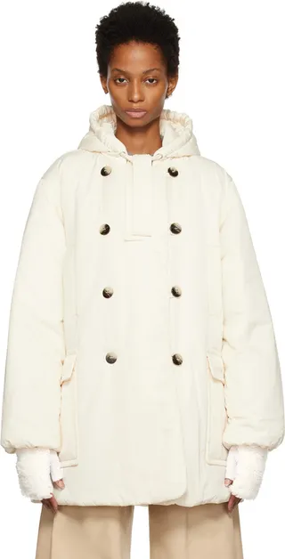 GANNI Off-White Shiny Insulated Coat