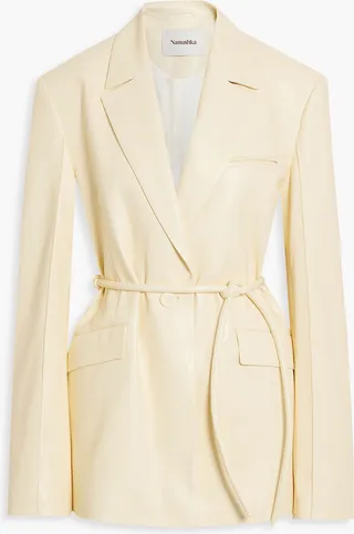 Mariko belted vegan leather blazer
