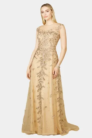 Inspired Lace Gown with Cap Sleeves