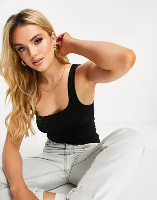 ASOS DESIGN tank with scoop front and back in black