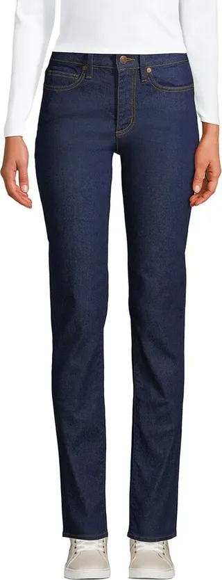 Lands' End Women's Tall Recover Mid Rise Boyfriend Blue Jeans - 6 - River Rinse