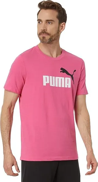 PUMA Essentials 2 Colors Logo Tee (Glowing Pink) Men's Clothing