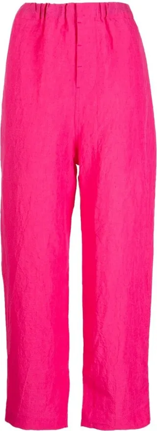 Straight-Leg Elasticated-Waist Trousers