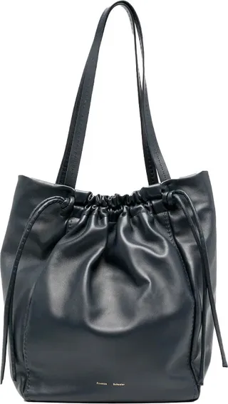 Leather Drawstring Tote Bag