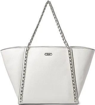 MICHAEL Michael Kors Westley Large Top Zip Chain Tote (Optic White) Handbags