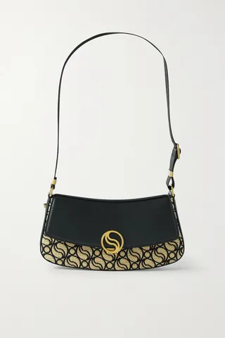 Stella McCartney - S-wave Vegetarian Leather And Embroidered Raffia Shoulder Bag - Neutrals