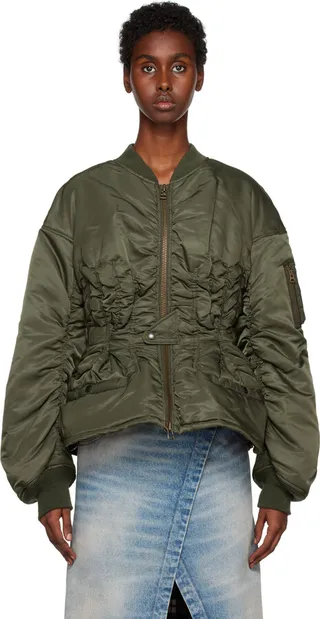 Junya Watanabe Khaki Peplum Bomber Jacket