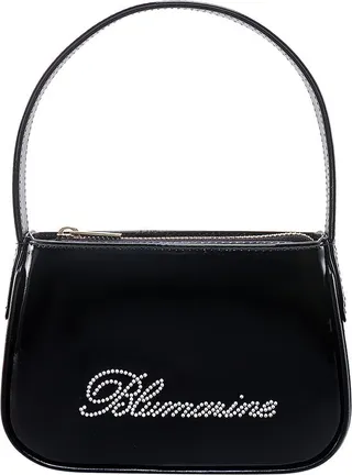 Blumarine Logo Rhinestone Embellished Patent Shoulder Bag