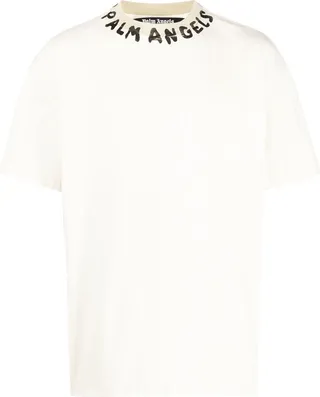 White Logo Print Cotton T-Shirt