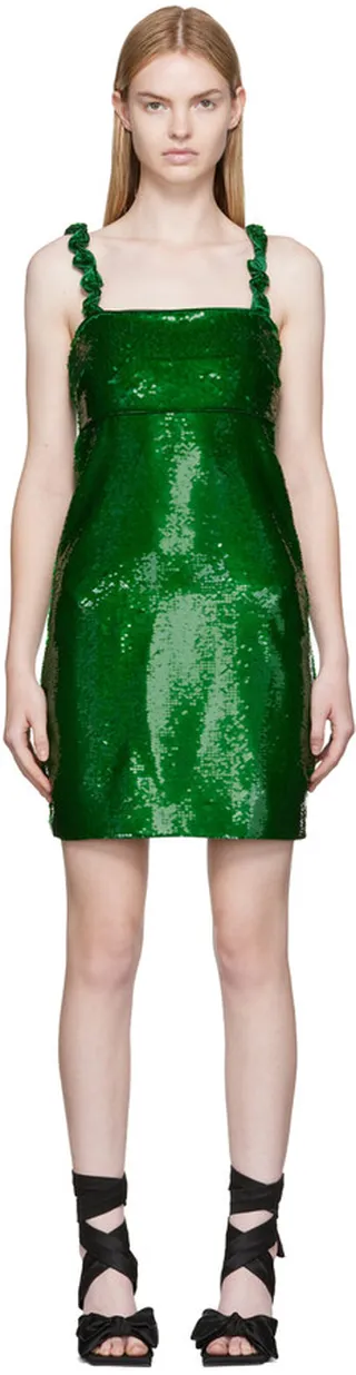 GANNI Green Sequinned Minidress