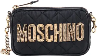 Quilted nylon shoulder strap with frontal logo