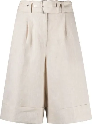 Belted Knee-Length Shorts