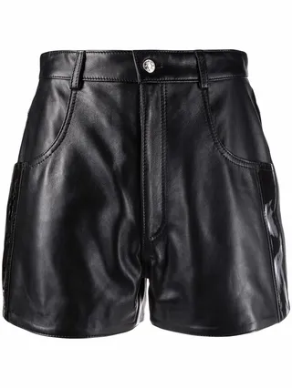 High-Waisted Leather Shorts