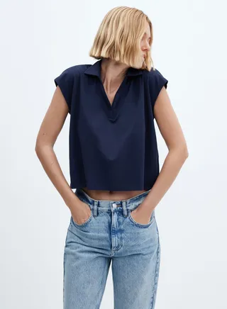 Button Down Crop Shirt