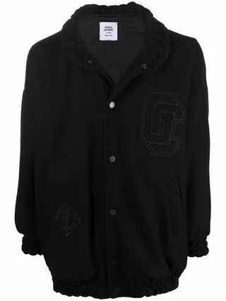 Embroidered Logo Felt Bomber Jacket