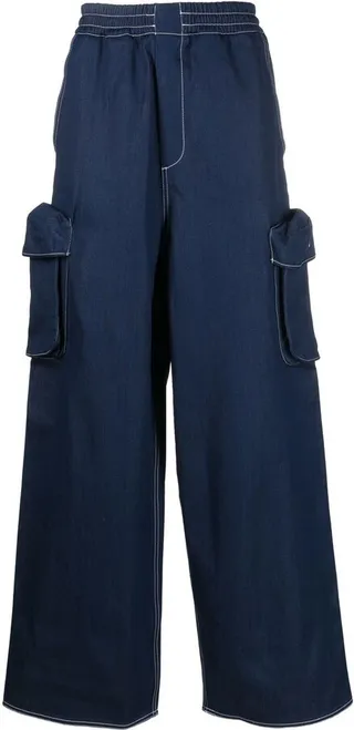 Cargo-Pocket Wide-Leg Jeans