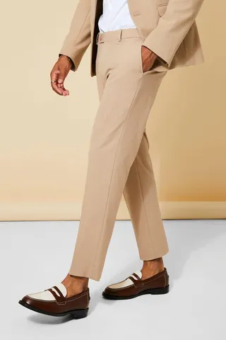 Slim Beige Suit Crop pants
