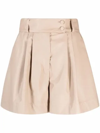Pleat-Detail High-Waist Shorts