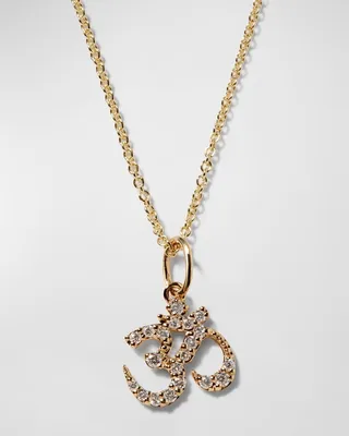 14k Gold Diamond OM Charm Necklace