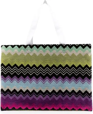 Large Chevron-Print Tote Bag