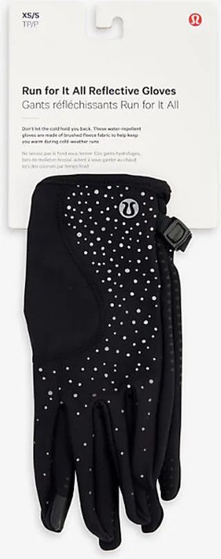 Womens Black Run For It All Reflective Stretch-woven Gloves