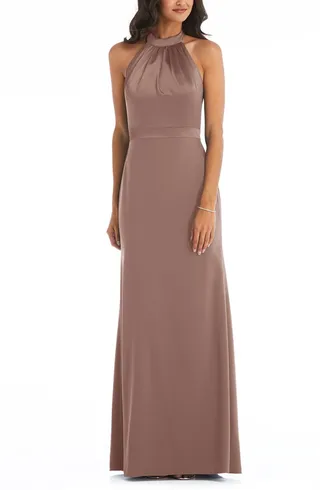 Halter Neck Charmeuse & Crepe Gown